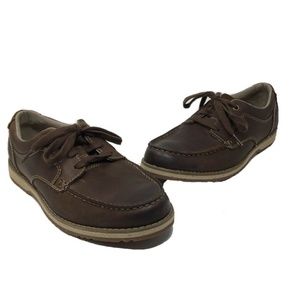 Mens CLARKS 7M Dark Brown Leather Lace Up Oxfords